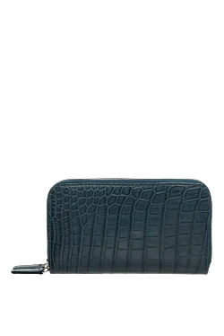 Men's blue alligator leather clutch