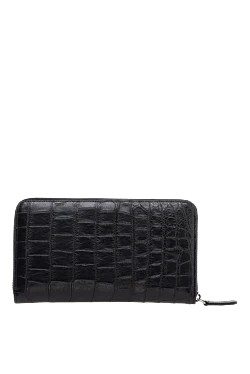 Black men's crocodile leather clutch