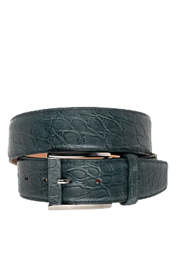 Green crocodile leather belt for men