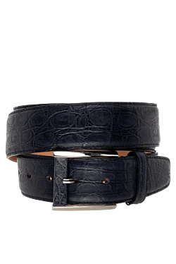 Crocodile leather belt blue for men