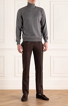 Brown wool trousers for men