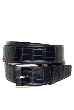 Crocodile leather belt blue for men