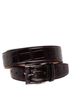 Crocodile leather belt burgundy for men