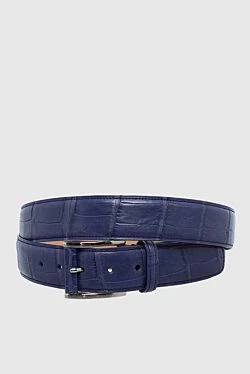 Crocodile leather belt blue for men