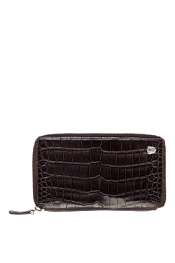 Men's brown alligator leather clutch