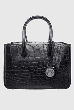 Black leather bag for women