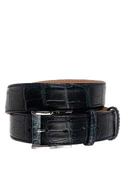 Crocodile leather belt blue for men