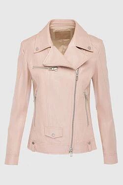 Women's pink genuine leather jacket