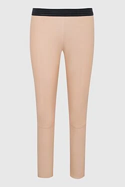 Beige leather trousers for women