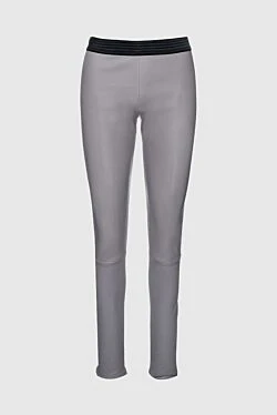 Gray leather trousers for women