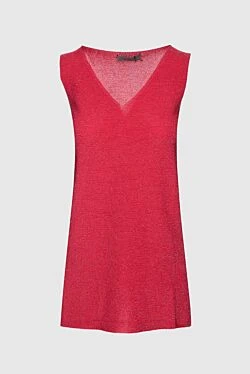 Red viscose and polyamide jumper for women