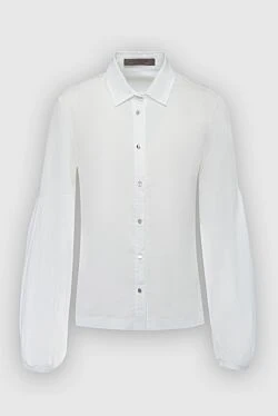 White cotton and polyamide shirt for women