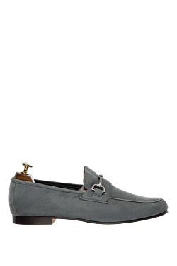 Gray suede loafers for men