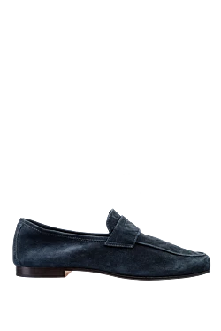 Blue suede loafers for men