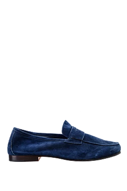 Blue suede loafers for men