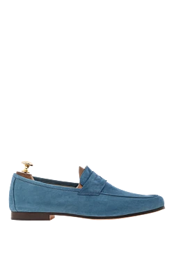 Smoky blue suede penny loafers for men