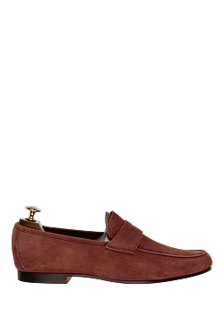 Burgundy suede loafers for men