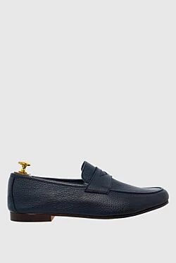 Black leather loafers for men