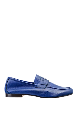 Blue leather loafers for men