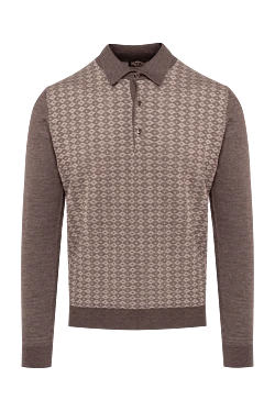 Long Sleeve Polo in Silk and Cashmere Beige for men