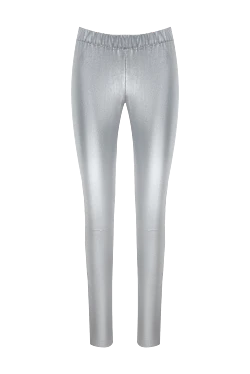 Gray leather trousers for women