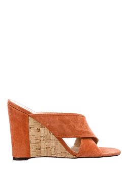 Orange suede mules for women