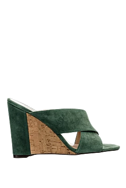 Green suede mules for women