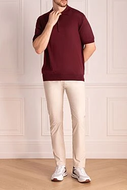 Cotton polo burgundy for men