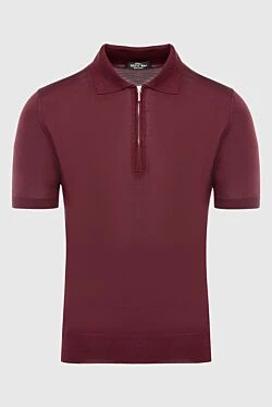 Silk polo burgundy for men