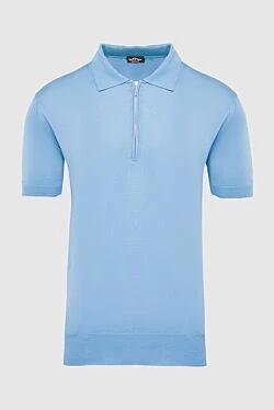 Blue silk polo for men