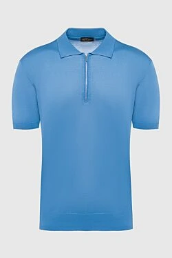 Blue silk polo for men