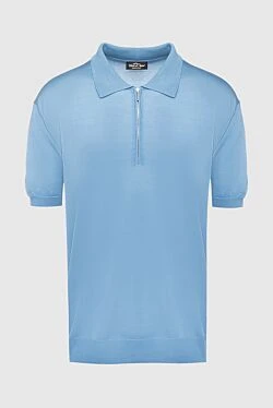 Blue silk polo for men