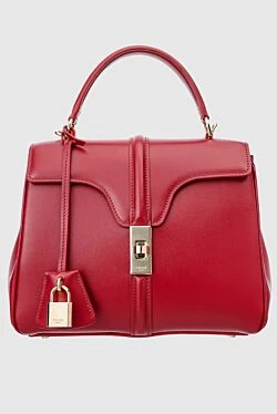 Red leather bag for women