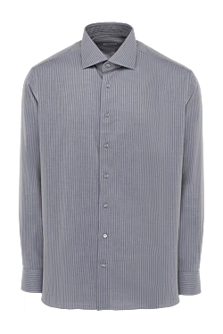 Men's blue cotton and cashmere shirt