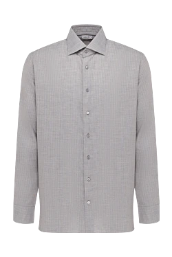 Men's gray cotton and cashmere shirt