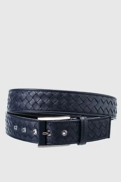 Leather belt blue for men