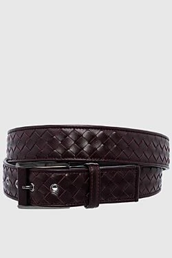 Leather belt burgundy for men