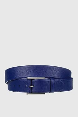 Leather belt blue for men