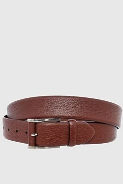 Brown leather belt for men