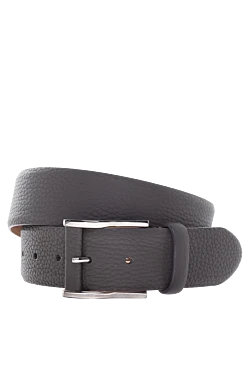 Gray leather belt for men