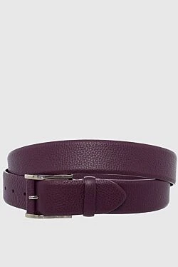 Leather belt burgundy for men