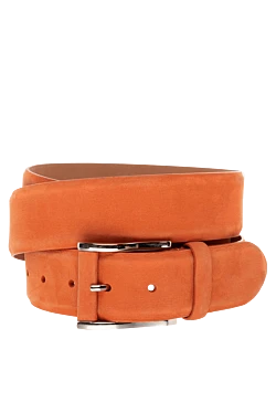 Orange leather belt for men