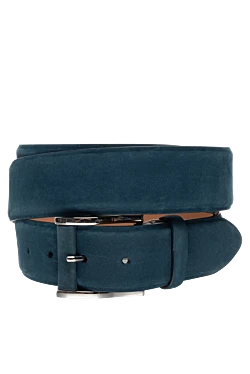 Leather belt blue for men