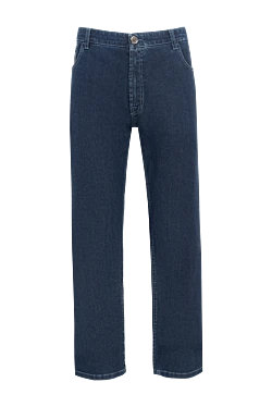 Blue cotton jeans with signature eagle head embroidery