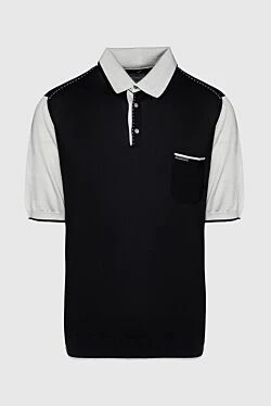 Шелковое поло с акцентной отделкой воротника и декоративной строчкой по плечу