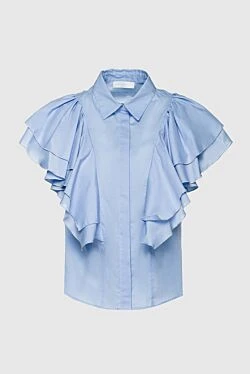 Blue cotton blouse for women