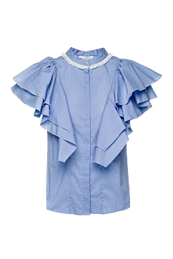 Blue cotton and polyamide blouse for women