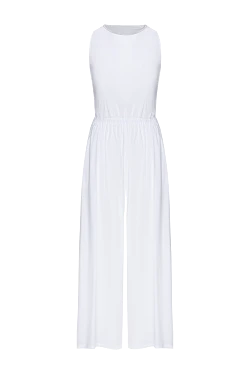 White cotton and elastane overalls for women