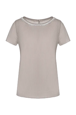 Beige cotton and polyamide blouse for women