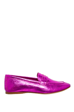 Pink leather loafers for women